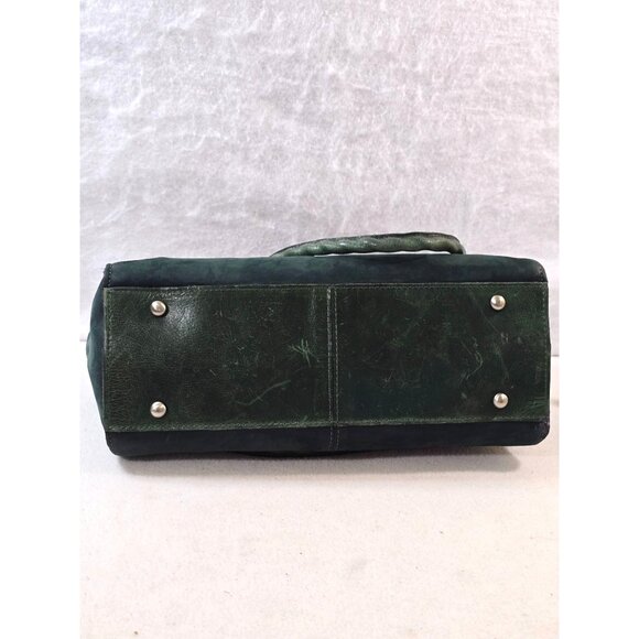 Patricia Nash Dark Green Leather Brushed Italian Nubuck Primrose Satchel Handbag - Picture 4 of 13